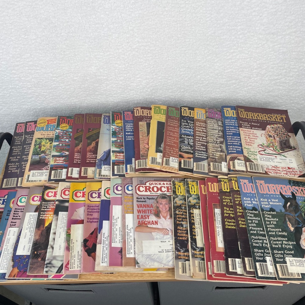 Vintage The Workbasket Magazines Qty 25- 1980s 1990s Crochet Knitting Patterns